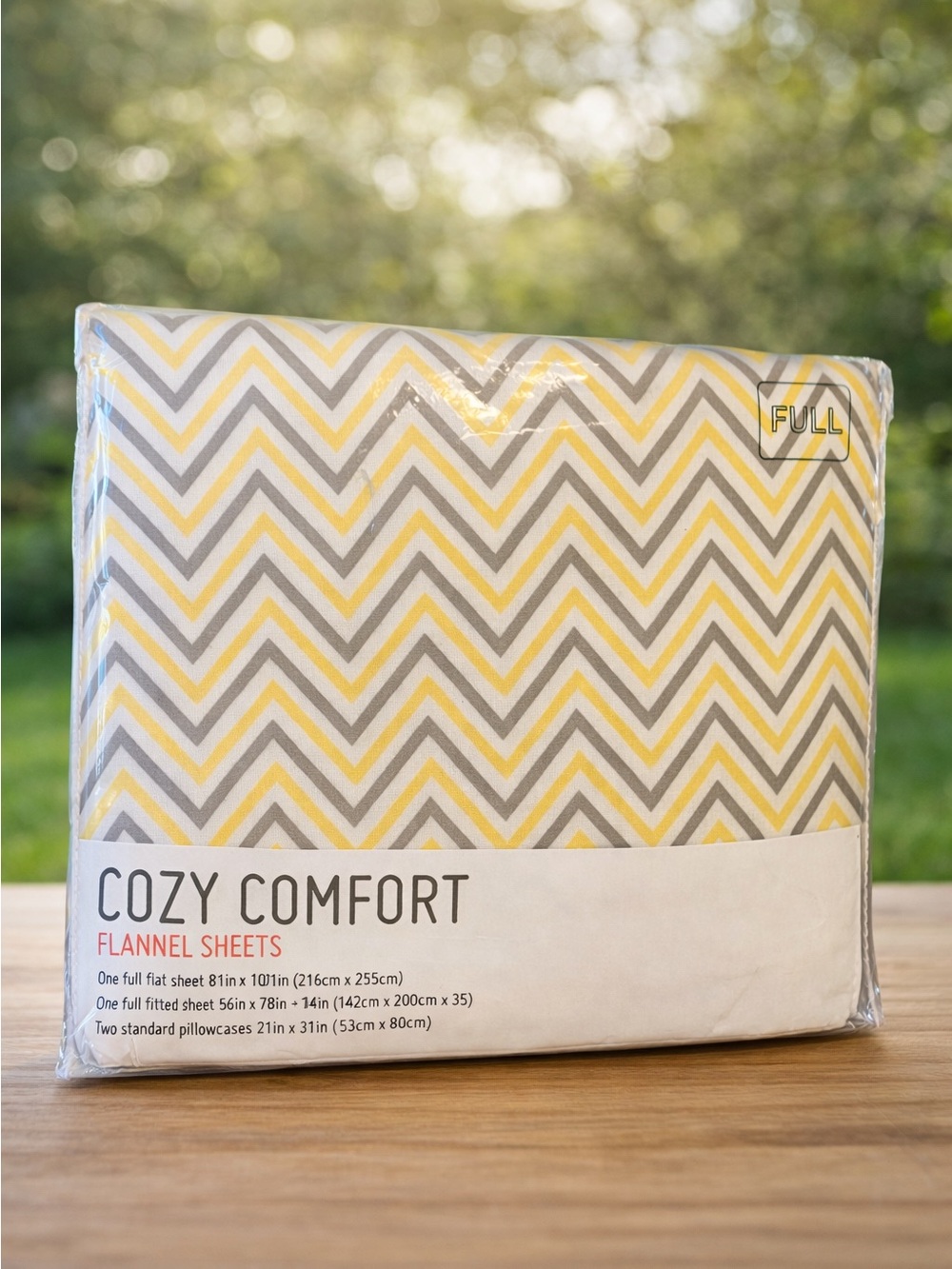 Flannel Sheet Set - Yellow & Gray Chevron (Full)